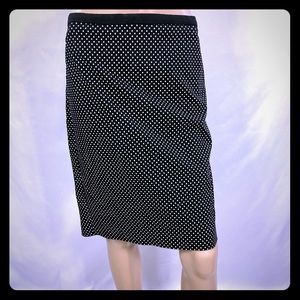 Polka Dot Skirt: Stretch, Back Pleat, Unlined